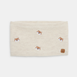 وشاح سنود منسوج ومبطن بالوبر مع رسوم للثعلب، بلون البيج للأطفال الرضع